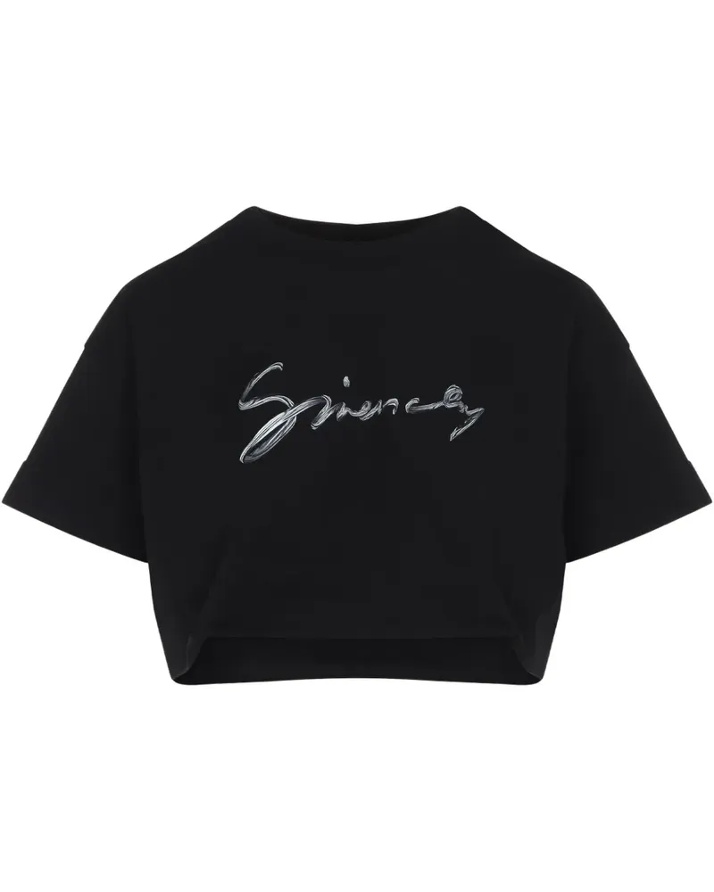 Givenchy Cropped-T-Shirt mit Logo-Print - Schwarz Schwarz