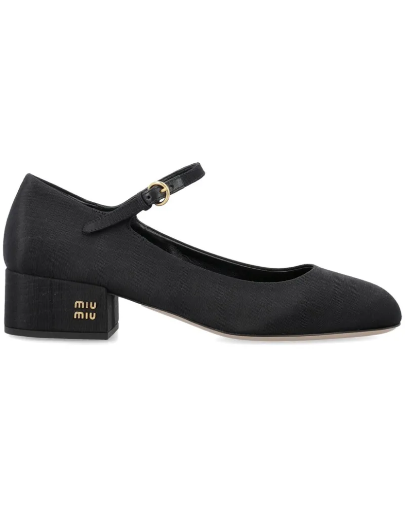 Miu Miu Mary Janes mit Moiré-Effekt 35mm - Schwarz Schwarz