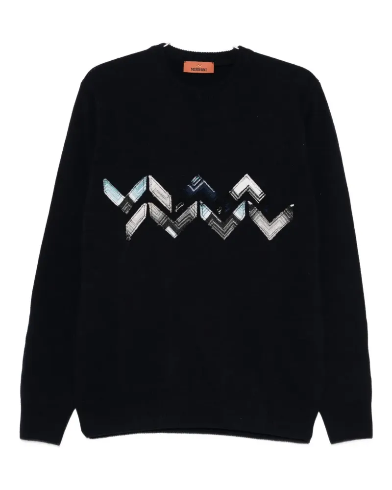 Missoni zigzag-detail wool sweater - Blau Blau