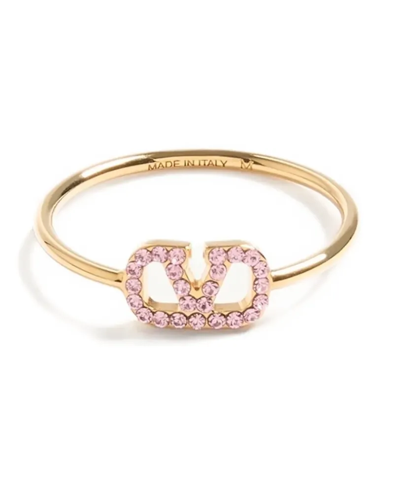 Valentino Garavani Vlogo Signature metal and Swarovski® crystal ring - Gold Gold