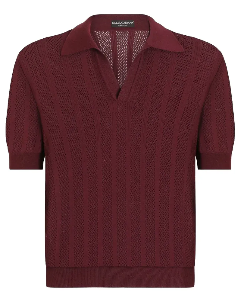 Dolce & Gabbana Gestricktes Poloshirt - Rot Rot