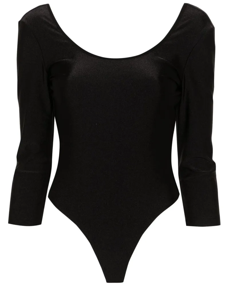 Just Cavalli Rückenfreier Body aus Satin - Schwarz Schwarz
