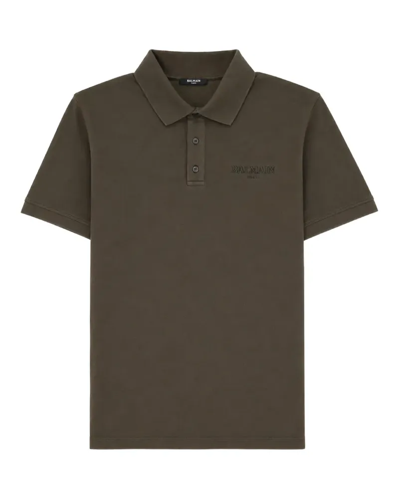 Balmain logo-embroidered short-sleeve polo shirt - Grün Grün