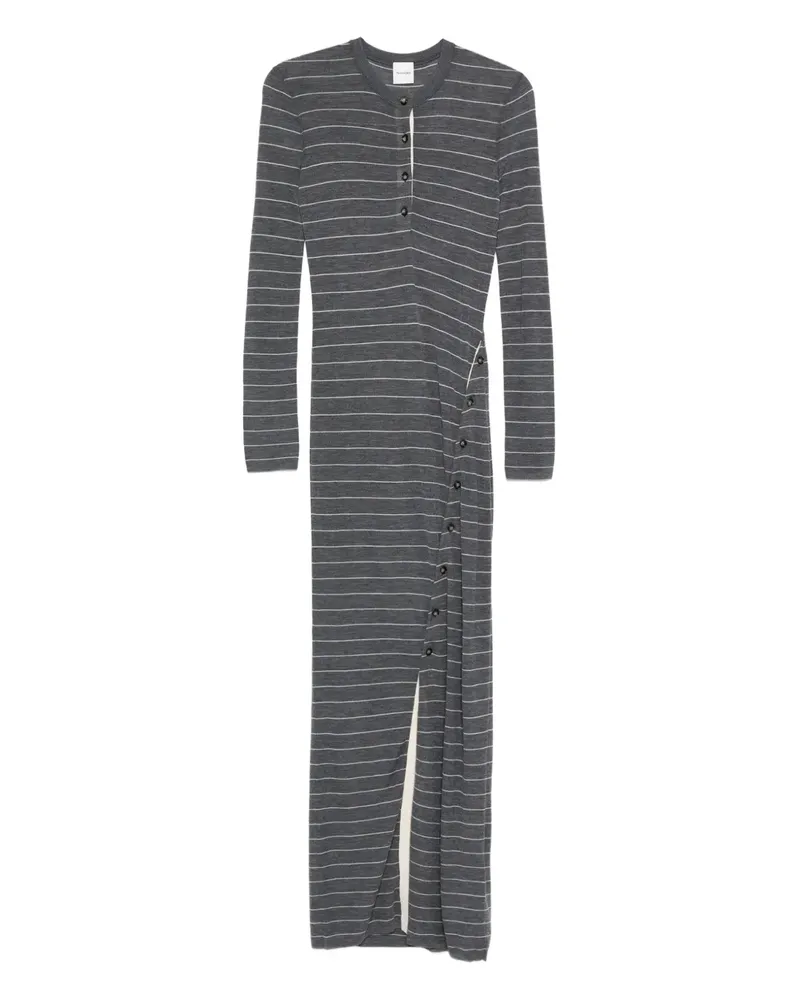 Nanushka Gestreiftes Dakoa Maxikleid mit Knöpfen - Grau Grau
