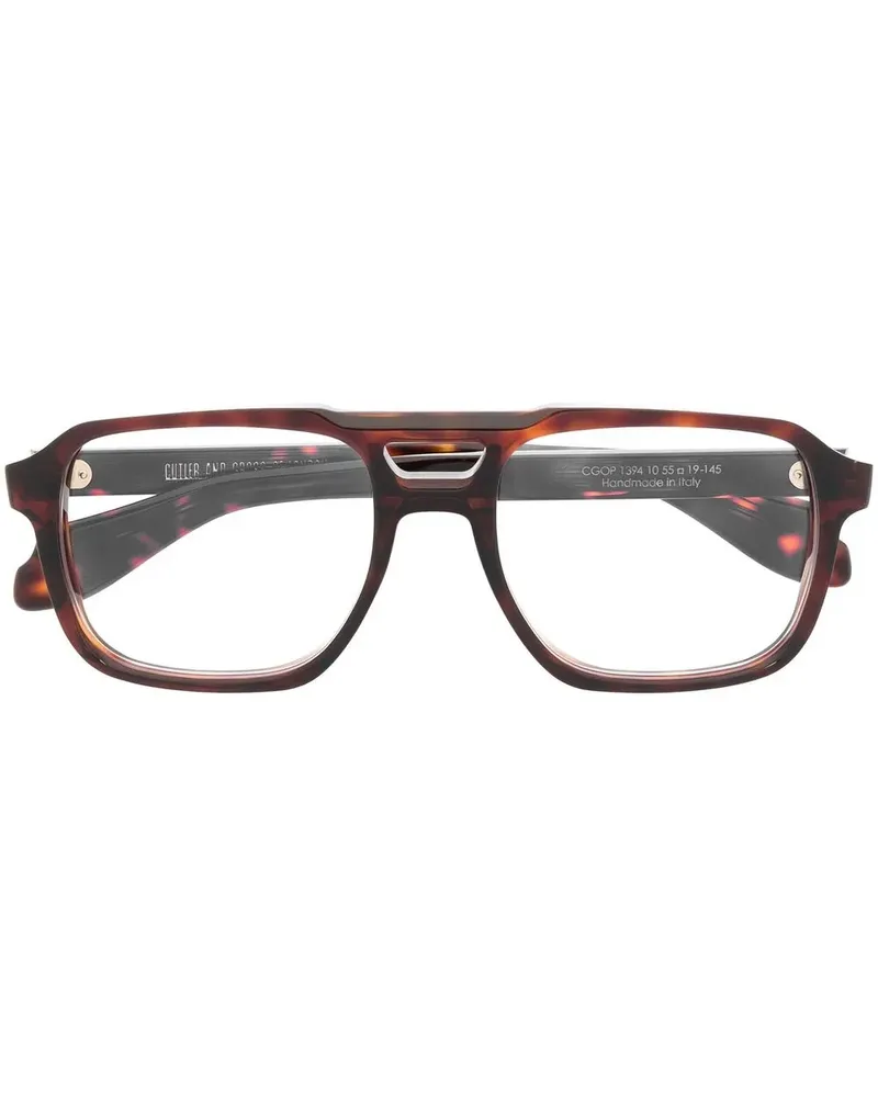 Cutler and Gross Eckige Brille in Schildpattoptik - Braun Braun