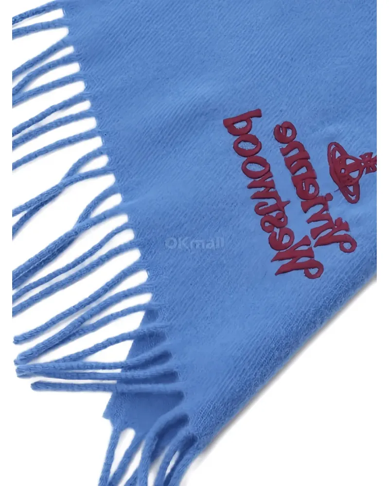 Vivienne Westwood Schal mit Logo-Stickerei - Blau Blau