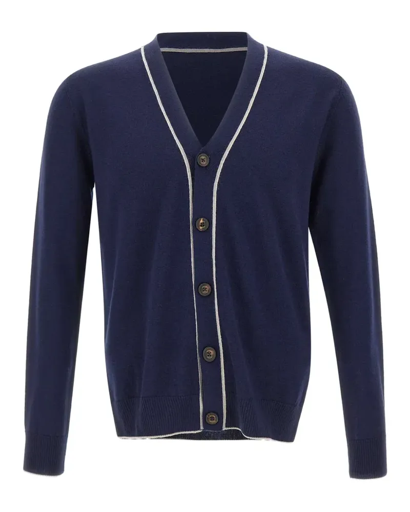 Eleventy Cardigan mit Paspelierung - Blau Blau
