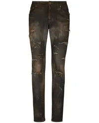 Dolce & Gabbana Slim-Fit-Jeans mit Bleach-Effekt Schwarz