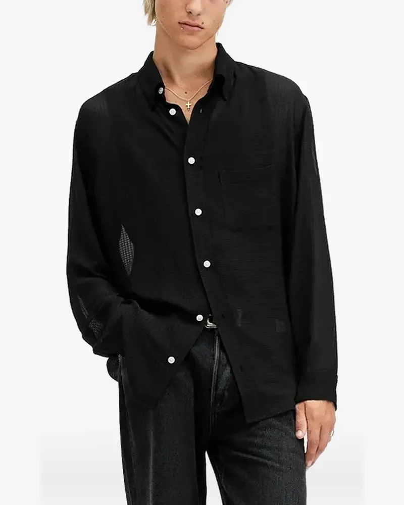 AllSaints Hemd mit Brusttaschen - Schwarz Schwarz