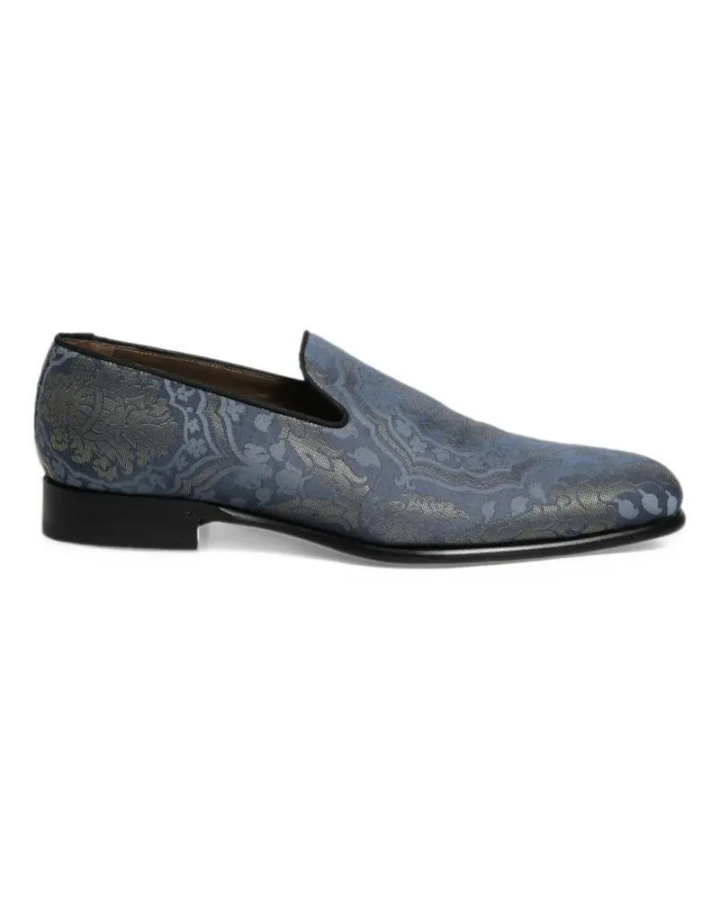 Dolce & Gabbana blue floral-brocade slip-on loafers - Blau Blau