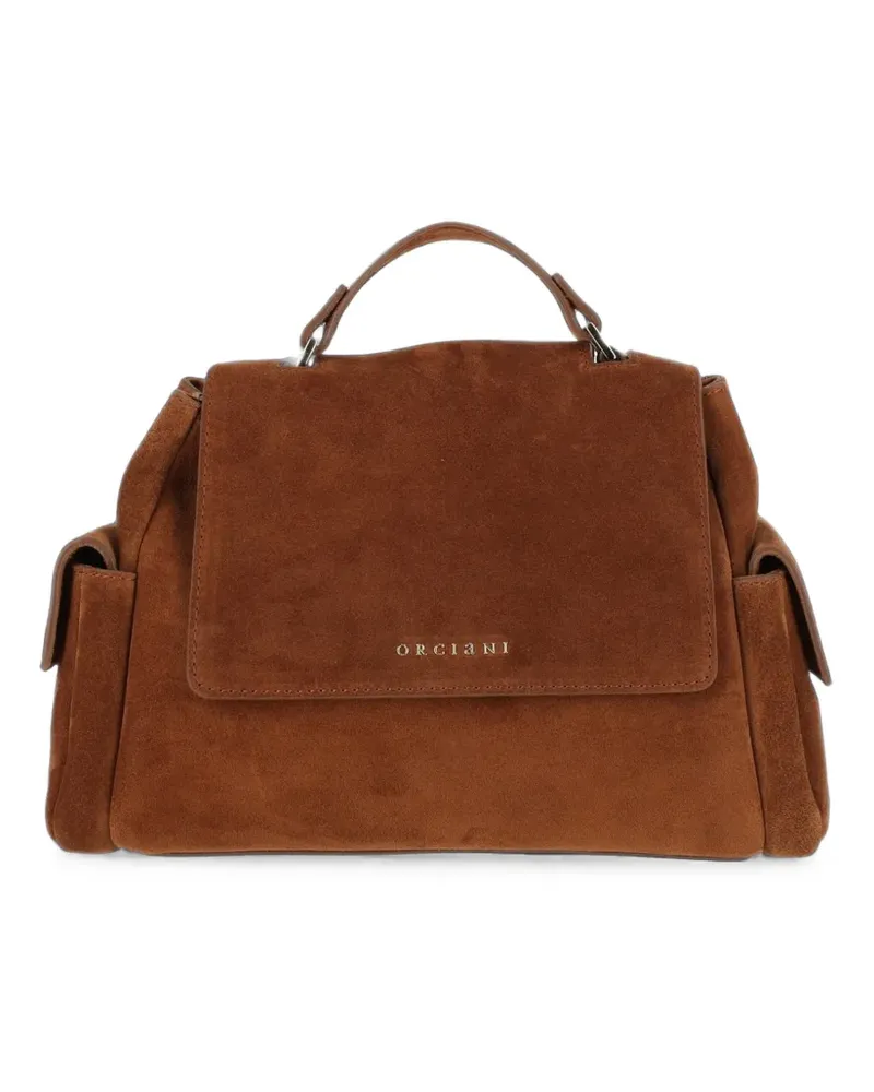 Orciani small Sveva Cargo leather tote bag - Braun Braun
