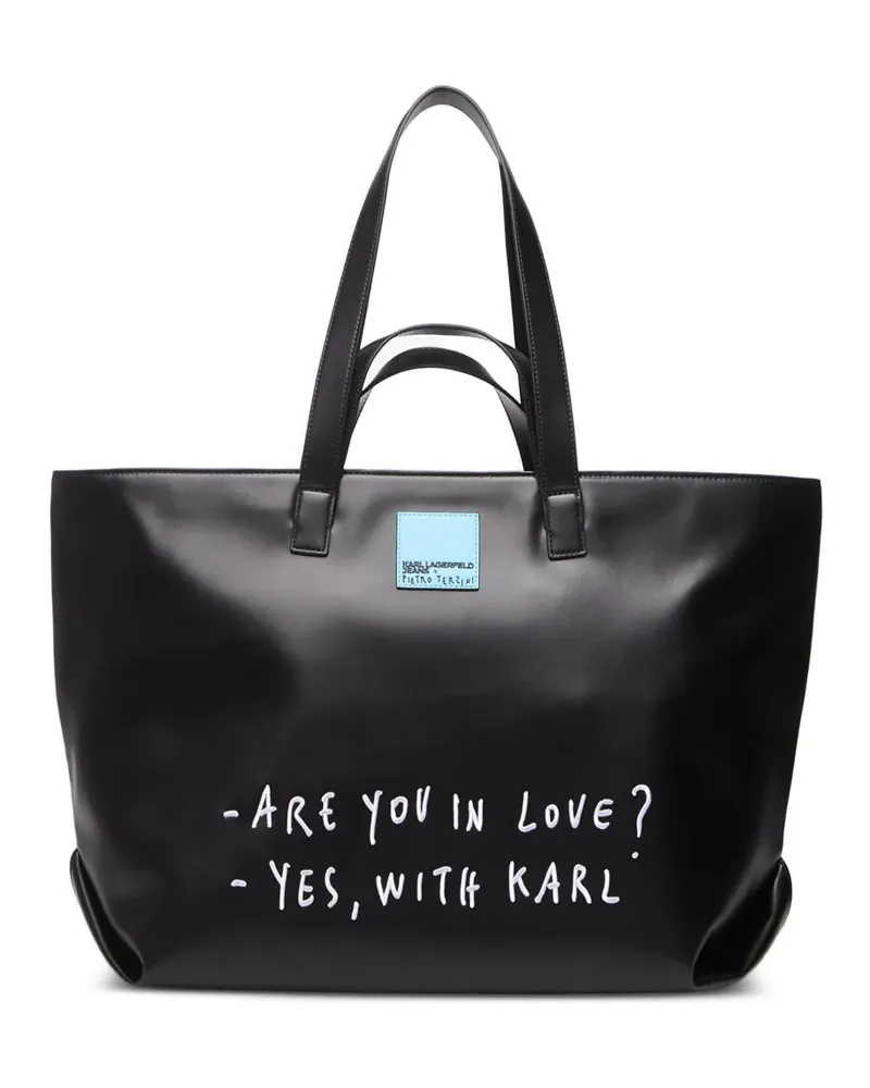 Karl Lagerfeld Pietro Terzini Tote Bag mit Logo-Patch - Schwarz Schwarz