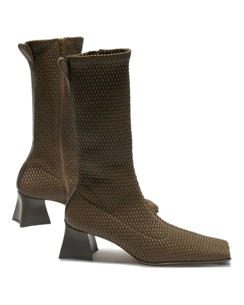 Miista Diana Stiefel mit eckiger Kappe - Braun Braun