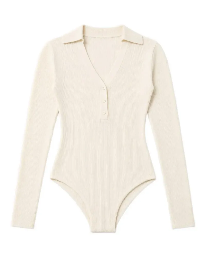 MC2 Saint Barth ribbed-knit long-sleeve bodysuit - Nude Nude