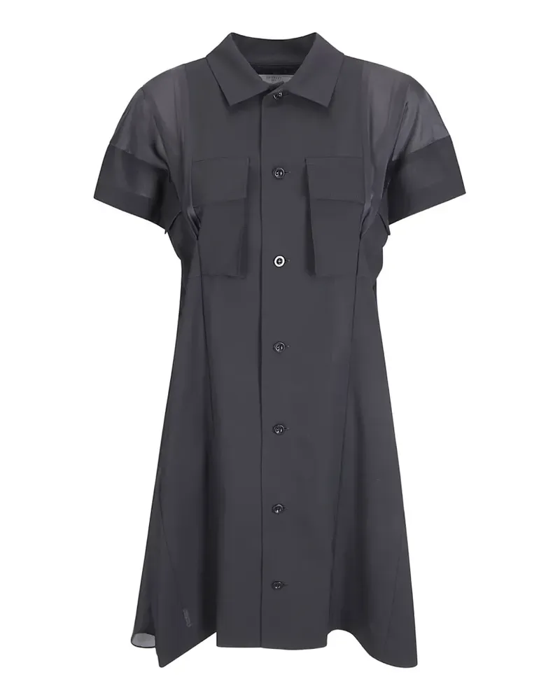 Sacai pocket suiting wool mini dress - Grau Grau