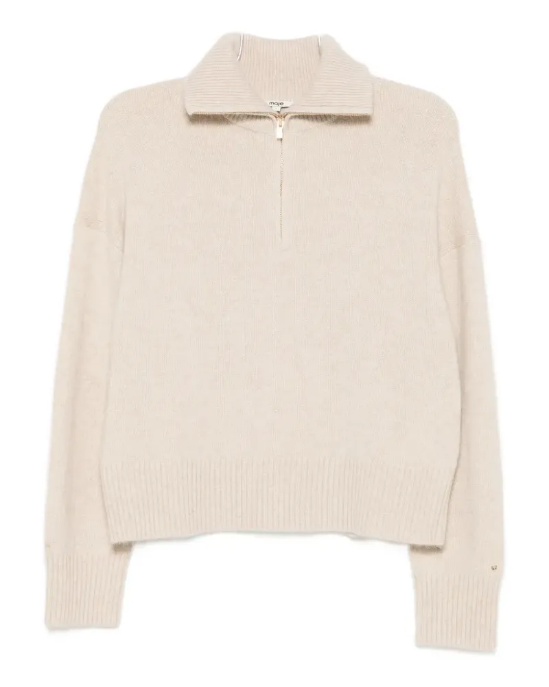 Maje quarter-zip sweater - Nude Nude