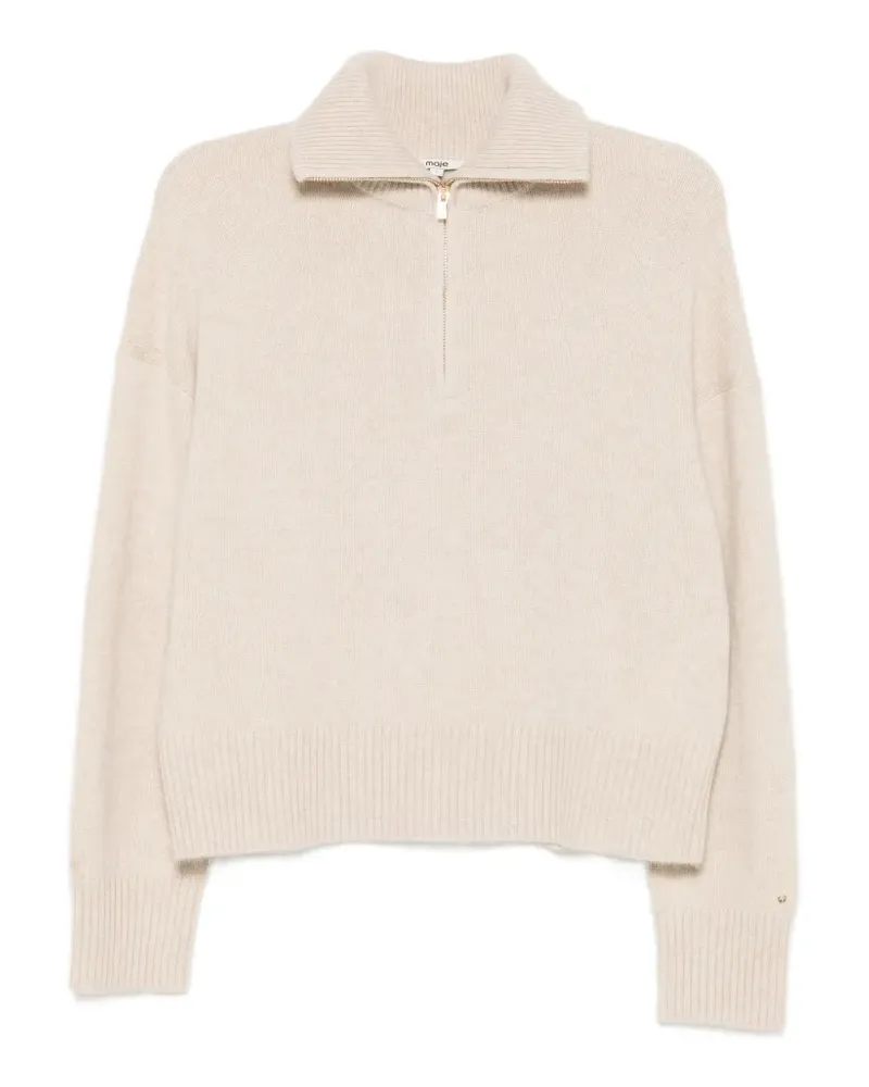 Maje Pullover mit kurzem Reißverschluss - Nude Nude