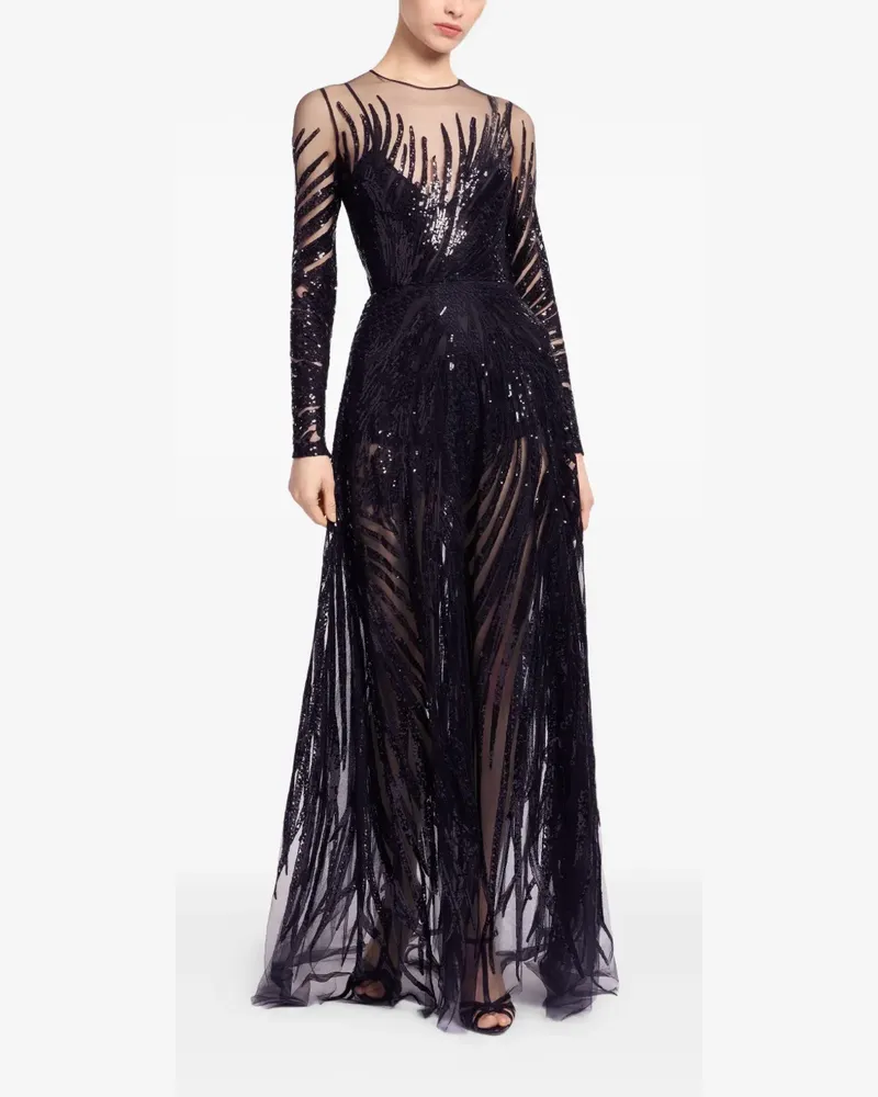 Elie Saab sequin tulle embroidered dress - Schwarz Schwarz