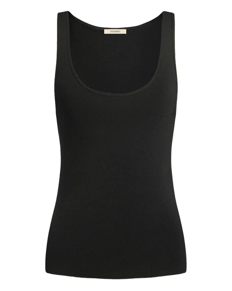 12 STOREEZ Trägershirt mit U-Ausschnitt - Schwarz Schwarz