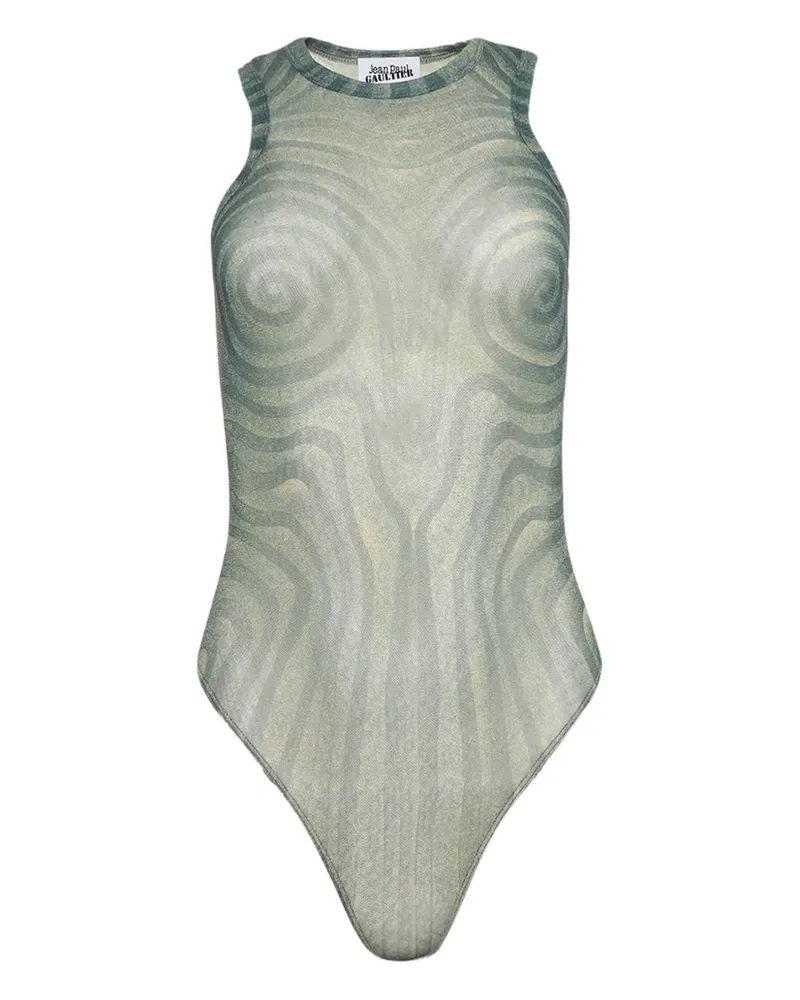 Jean Paul Gaultier Mesh-Body mit Spiral-Print - Blau Blau