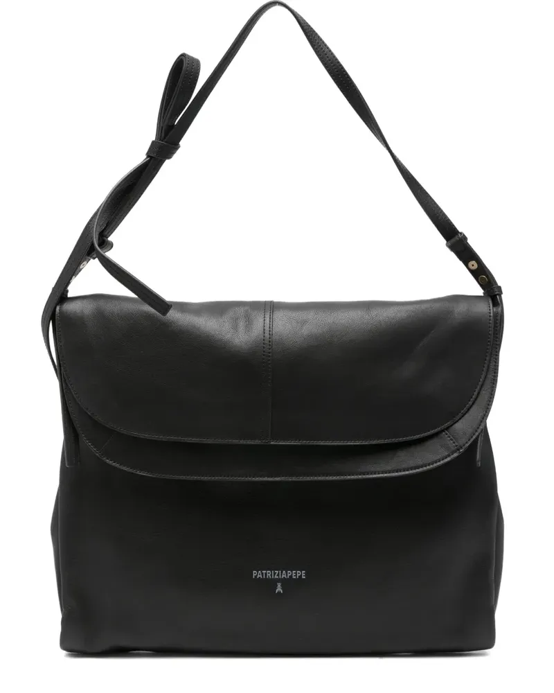 Patrizia Pepe Schultertasche mit Klappverschluss - Schwarz Schwarz
