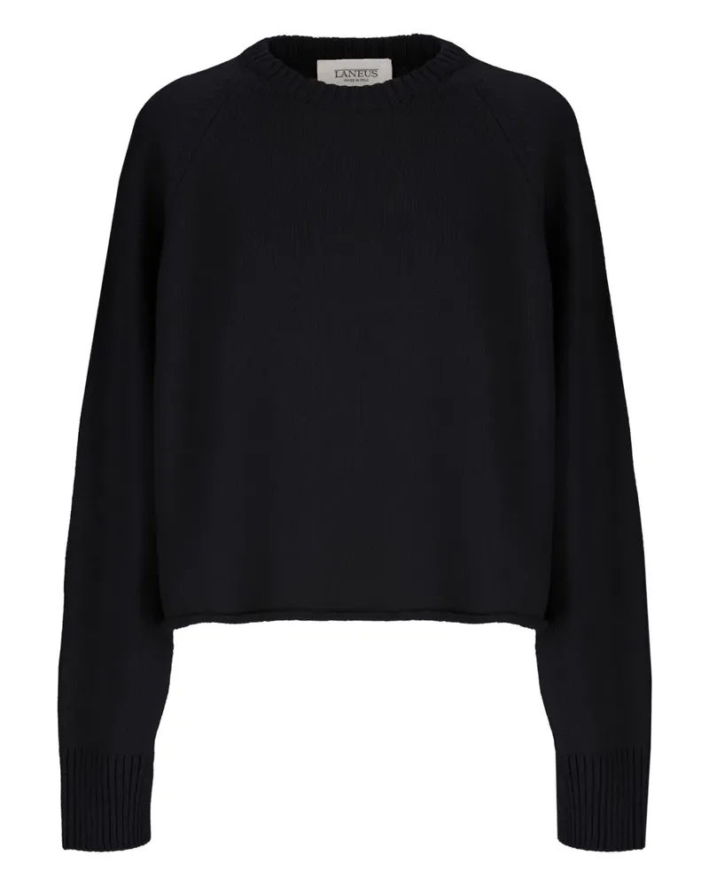 Laneus Cropped-Pullover mit Raglanärmel - Schwarz Schwarz