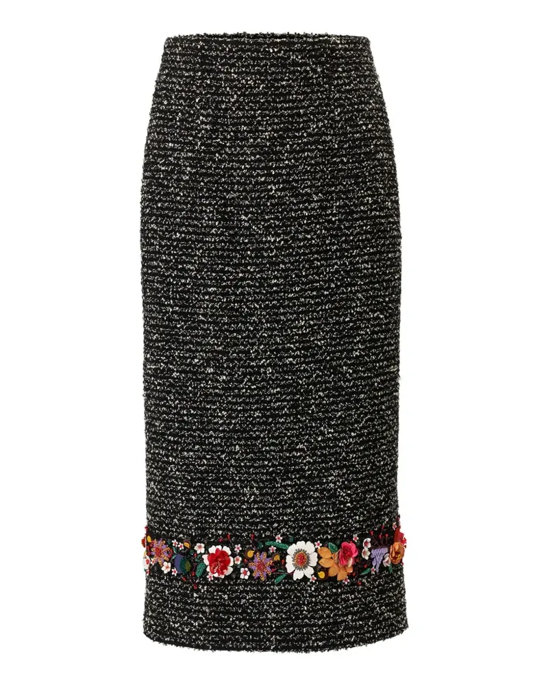 Carolina Herrera New York Midirock mit Blumenstickerei - Schwarz Schwarz