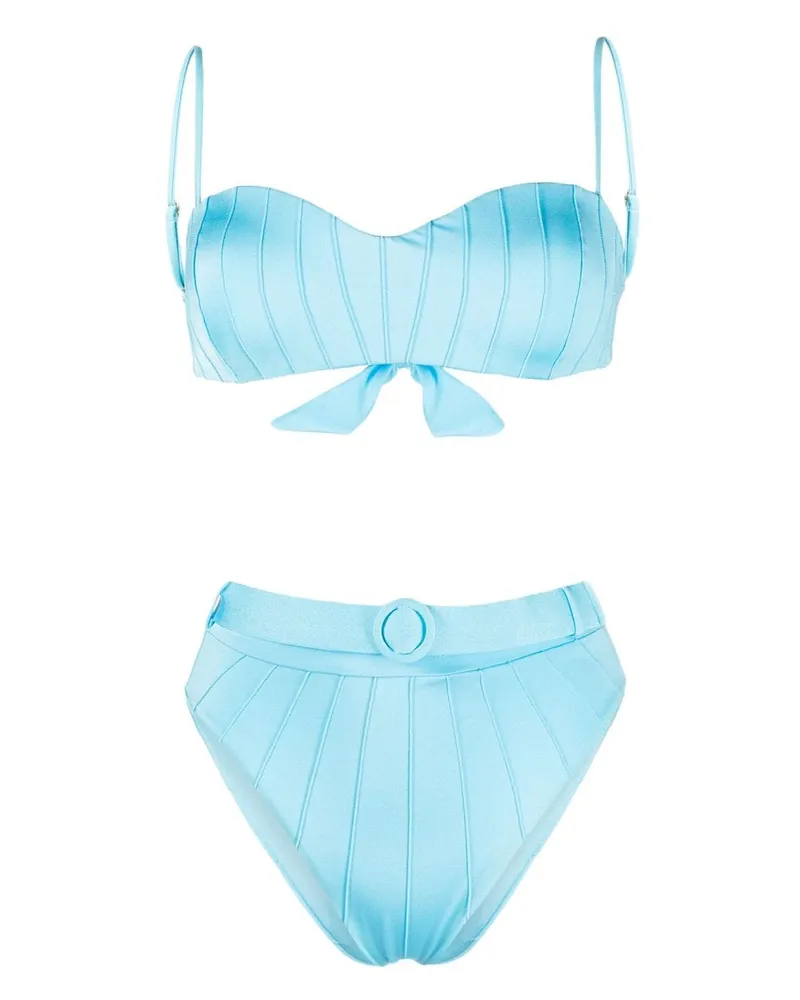 Noire Swimwear Bikini mit hohem Bund Blau
