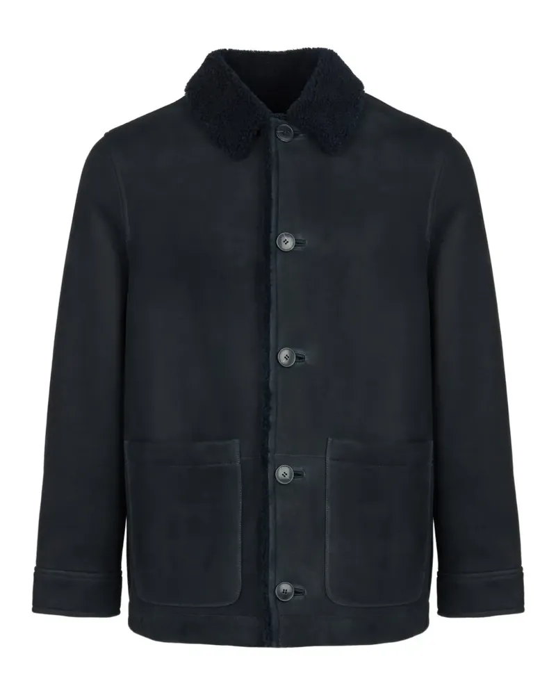 Yves Salomon Wildlederjacke mit Shearling-Futter - Blau Blau
