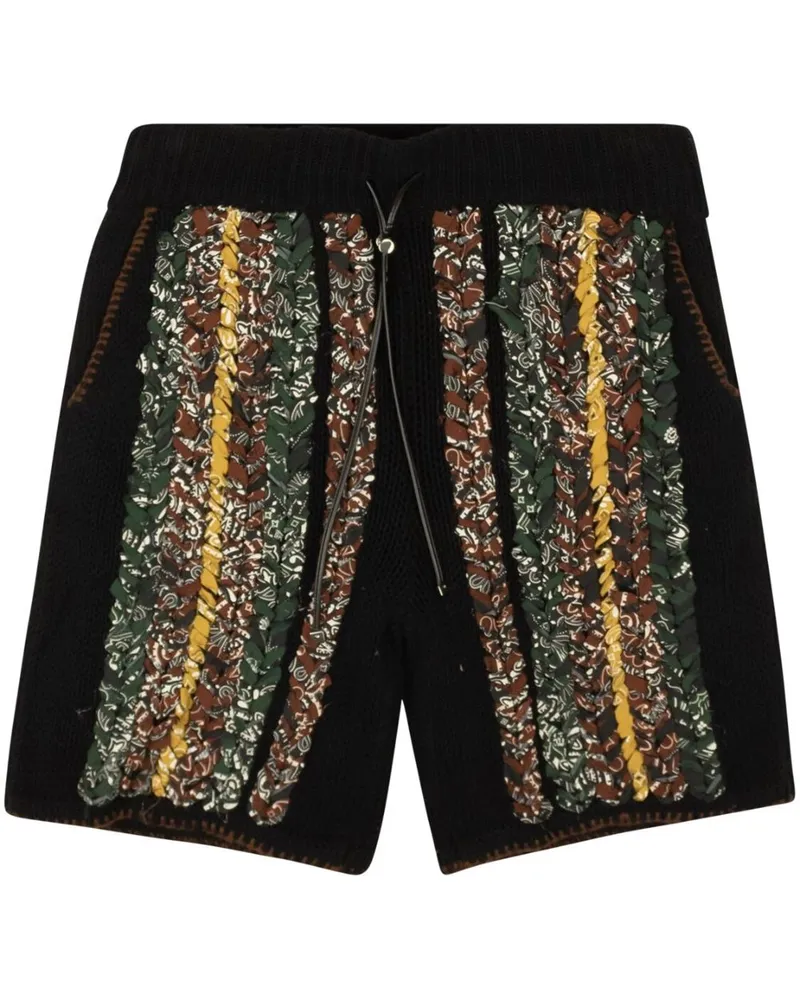 Amiri Flechtdetail-Shorts mit Bandana-Print - Schwarz Schwarz