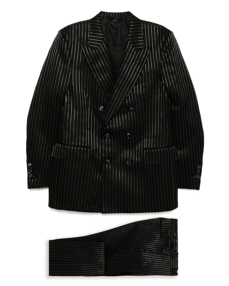 Tom Ford Doppelreihiger Anzug mit Streifen - Schwarz Schwarz