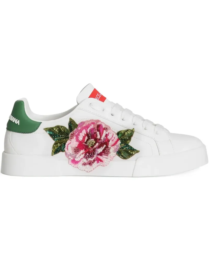 Dolce & Gabbana Sneakers mit Blumen-Applikation - Weiß Weiß