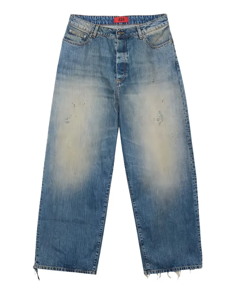 FourTwoFour on Fairfax Big Daddy distressed-effect wide-leg jeans - Blau Blau