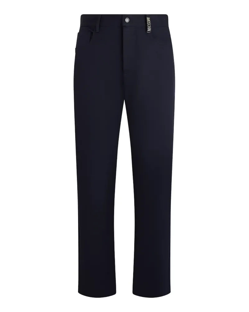 Moschino logo-patch straight-leg trousers - Blau Blau