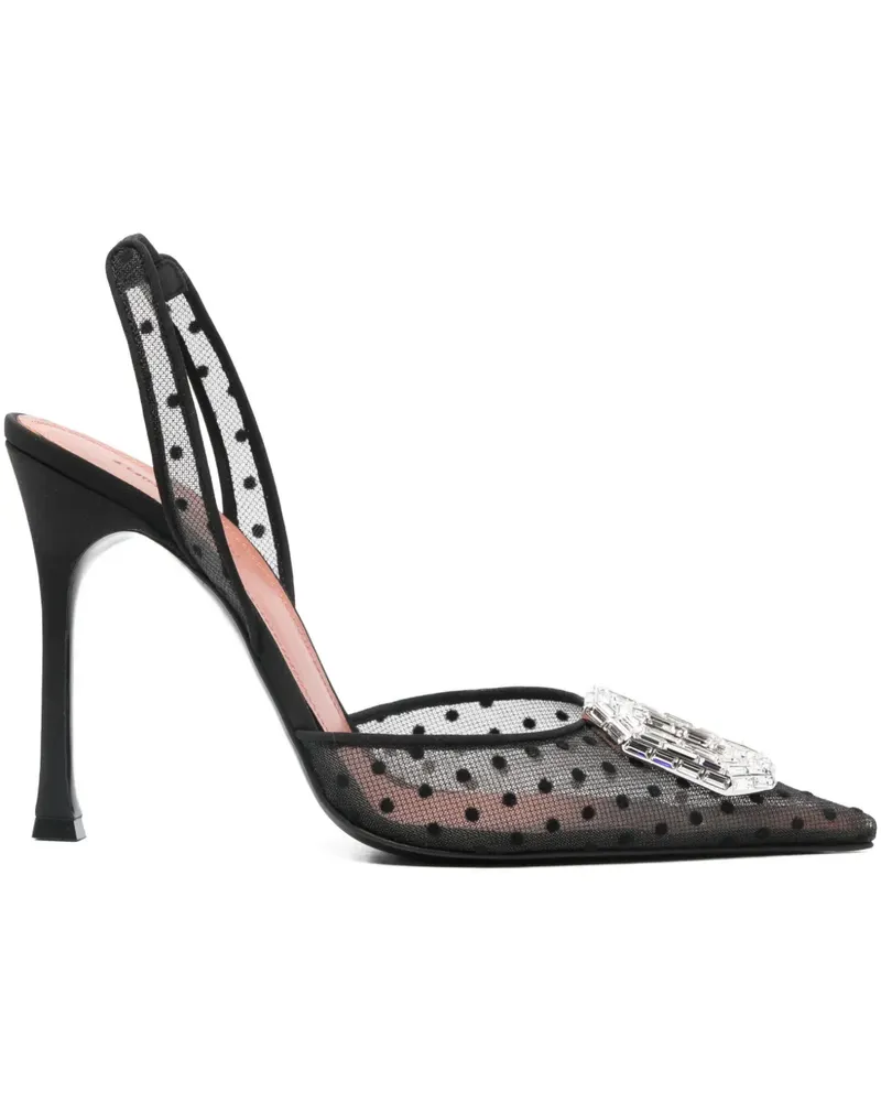 Amina Muaddi Camelia Sling-Pumps mit Polka Dots 110mm - Schwarz Schwarz