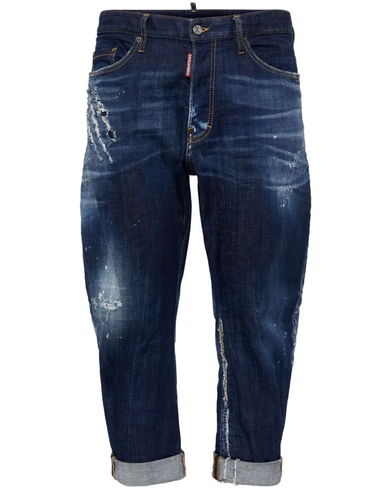 Dsquared2 Tapered-Jeans im Distressed-Look Blau