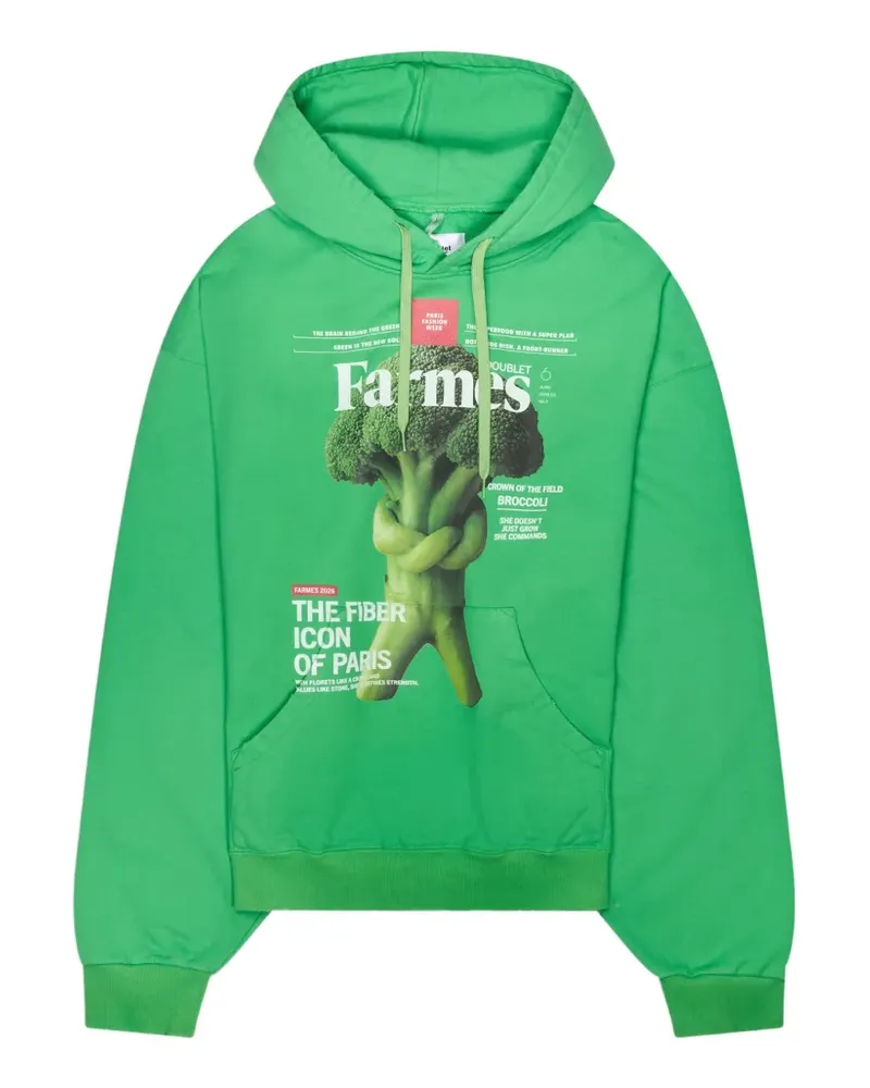 Doublet Farmes Magazine Cover graphic-print hoodie - Grün Grün
