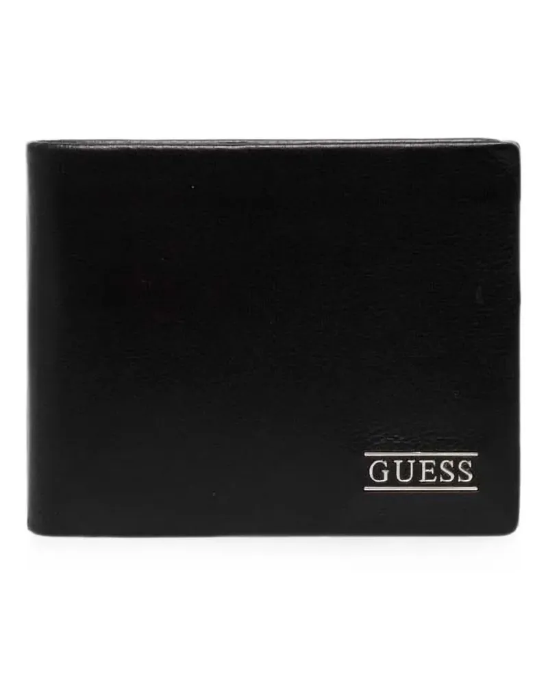 Guess New Boston logo-plaque bifold wallet - Schwarz Schwarz