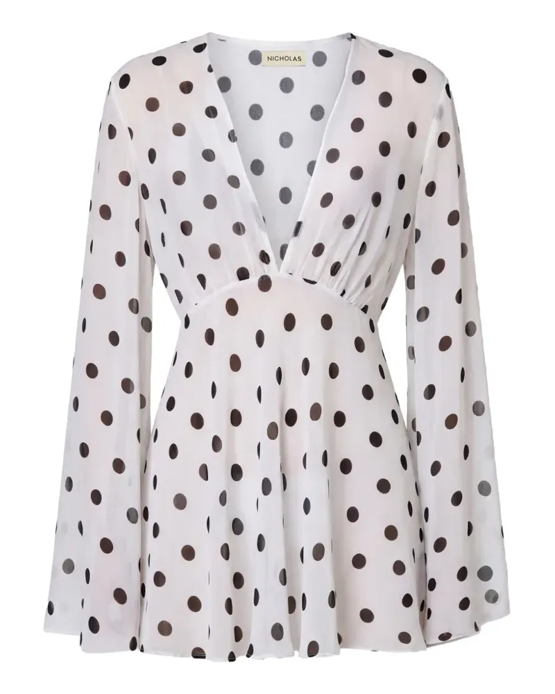 NICHOLAS Nerissa LS V-neck mini dress - Weiß Weiß