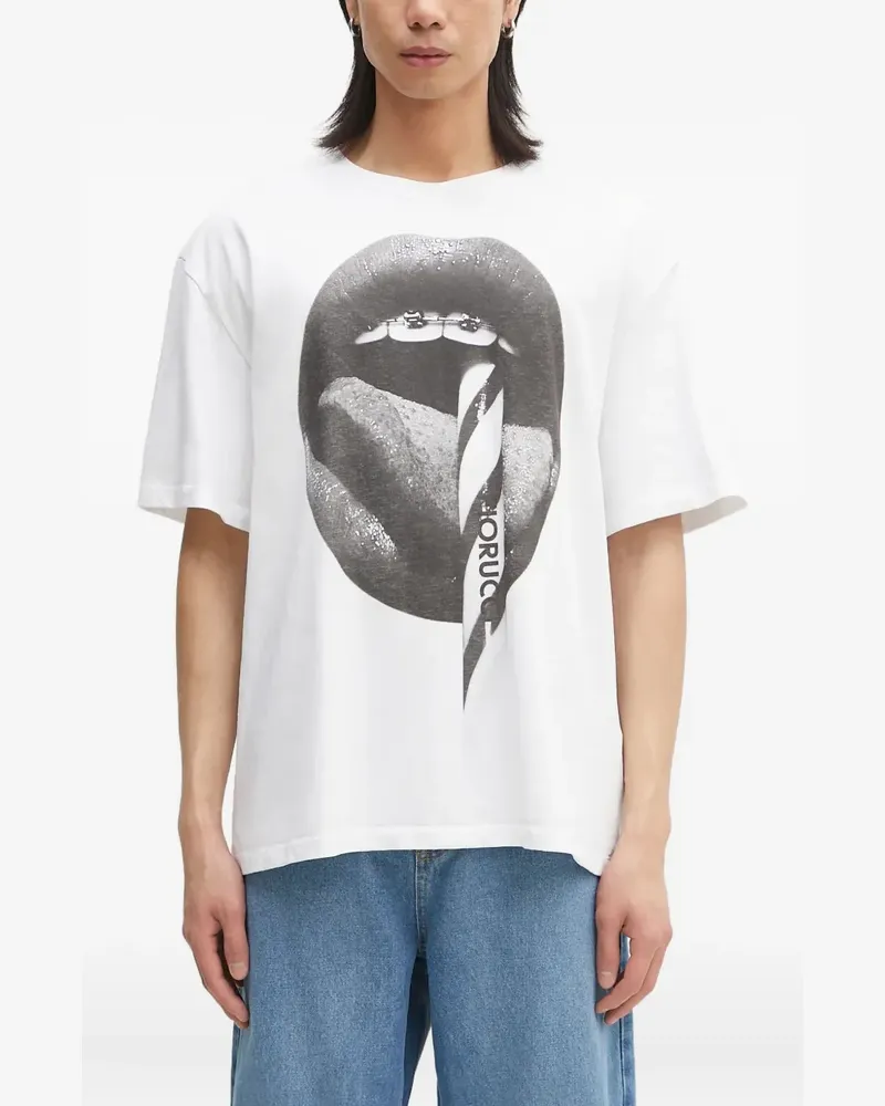 Fiorucci T-Shirt mit grafischem Print - Weiß Weiß
