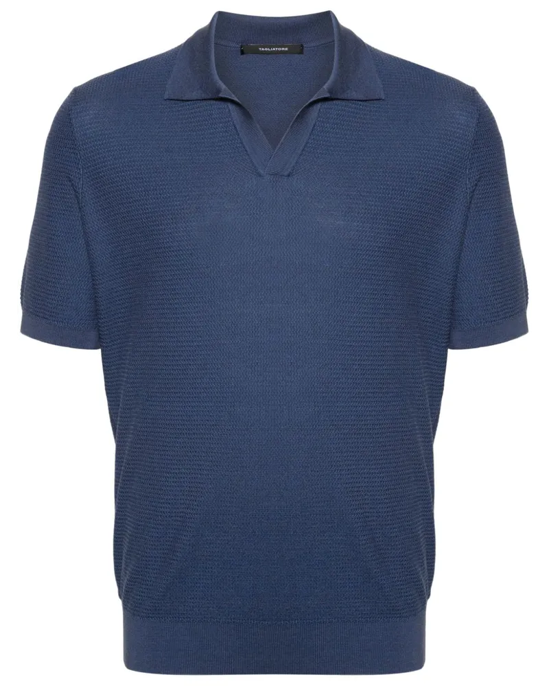 Tagliatore Paco Poloshirt mit offenem Kragen - Blau Blau