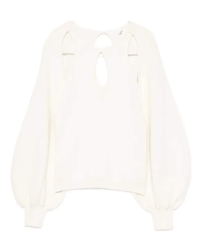 Chloé cut-out puff-sleeve sweater - Nude Nude