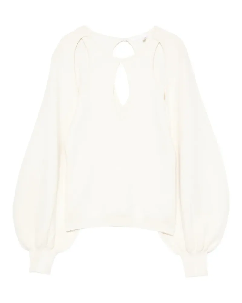 Chloé cut-out puff-sleeve sweater - Nude Nude