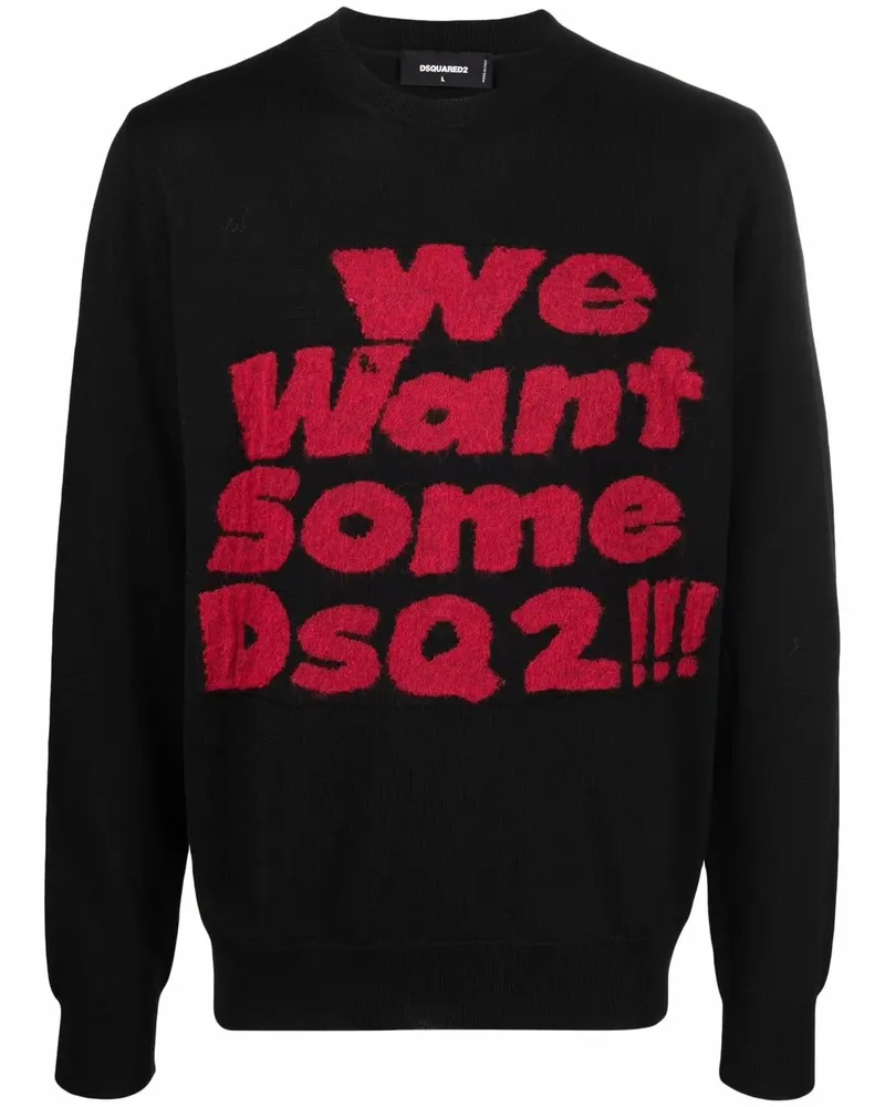 Dsquared2 Pullover mit "We Want Some Dsq2!!!"-Slogan - Schwarz Schwarz