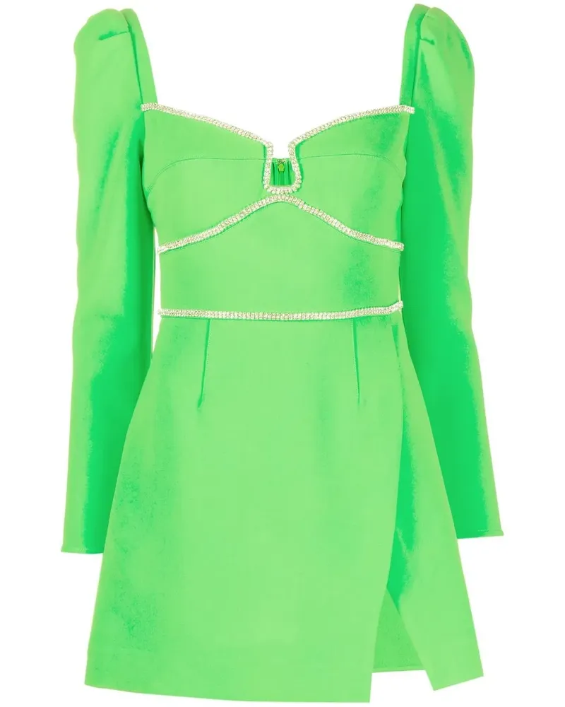 Self-Portrait Minikleid mit Strass - Grün Grün