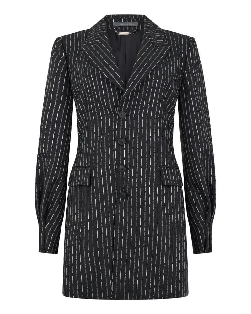 Alberta Ferretti Nadelstreifen-Jacke mit fallendem Revers - Schwarz Schwarz