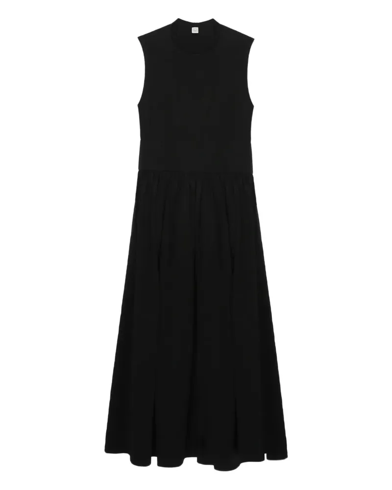 Totême Plissiertes Maxikleid - Schwarz Schwarz