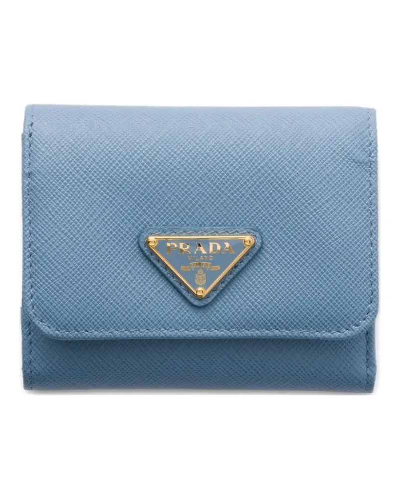 Prada Kleines Portemonnaie mit Triangel-Logo - Blau Blau