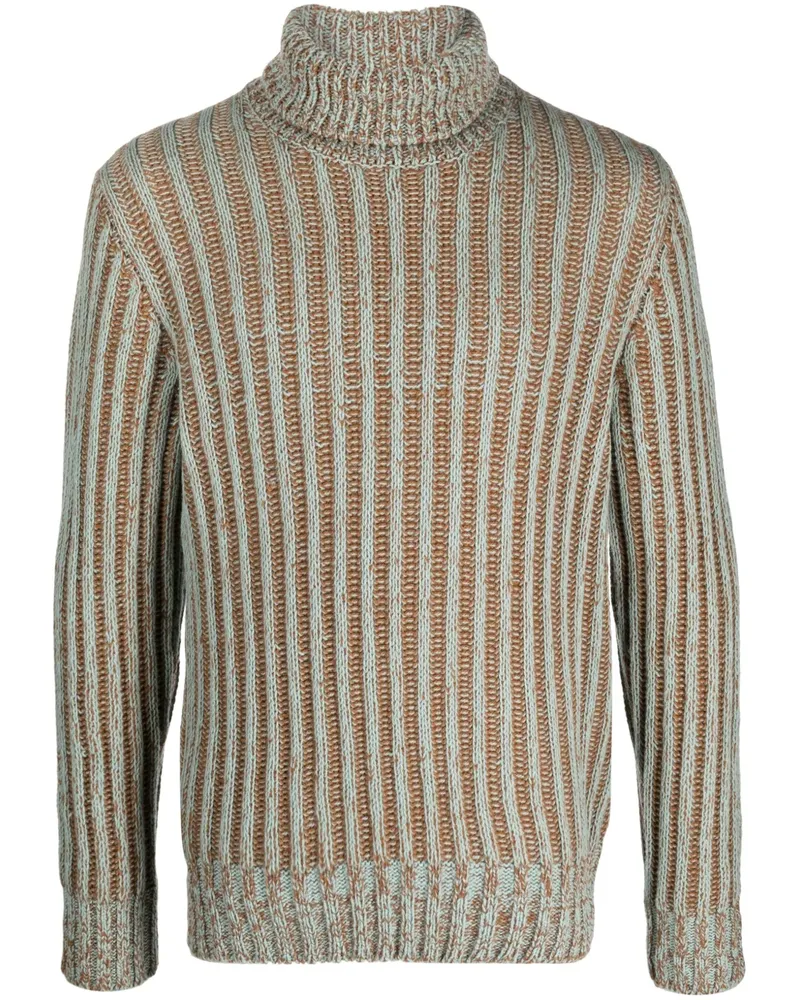 D4.0 Gerippter Rollkragenpullover - Grün Grün