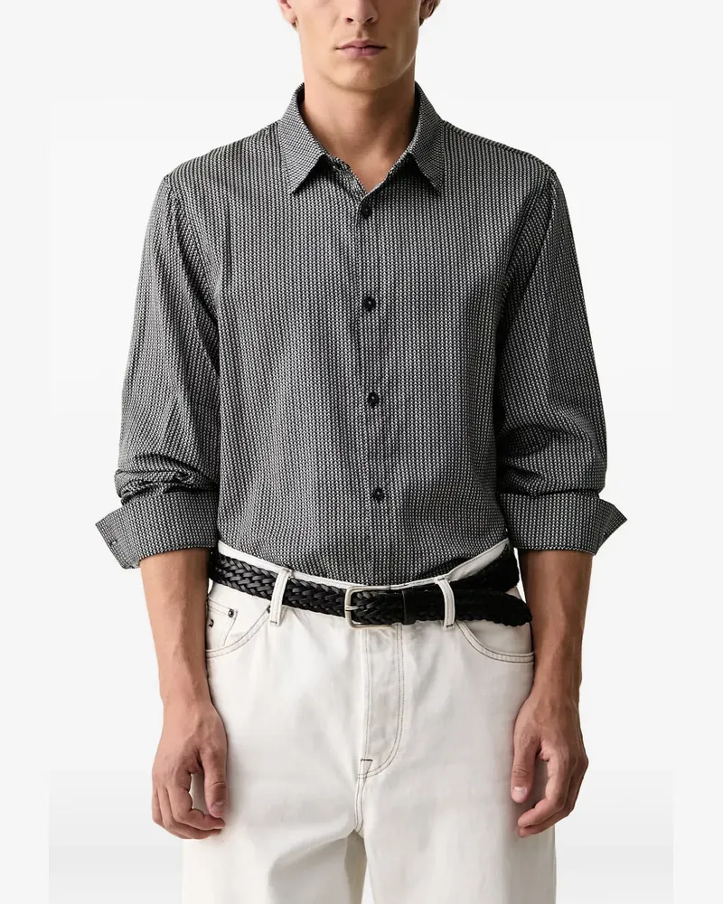 Armani Exchange Langärmeliges Hemd mit Logo-Print - Schwarz Schwarz